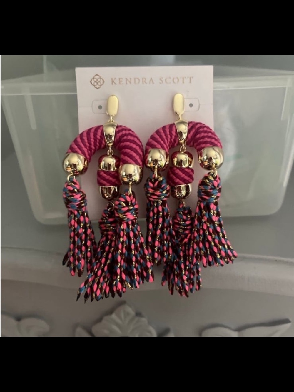 Kendra Scott Fuchsia Multi-Thread Rope Tassel Earrings